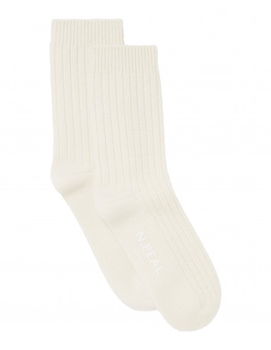 Women's Rib Cashmere House Socks New Ivory White destockage