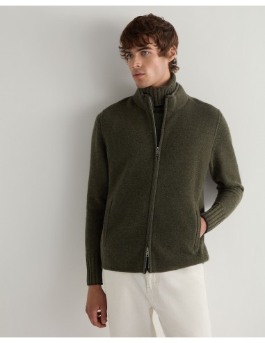 Men's Rex Trim Cashmere Gilet Moss Green livraison et retour toujours gratuits