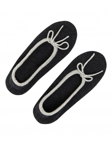 Women's Contrast Trim Cashmere Slippers Dark Charcoal Grey prix pour 