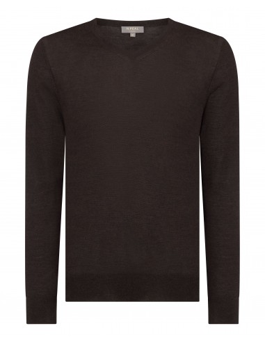 Men's Conduit Fine Gauge Cashmere V Neck Jumper Chocolate Brown le des métaux précieux