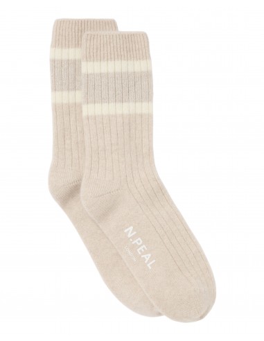 Women's Rib Stripe Cashmere Socks Ecru White Par le système avancé 