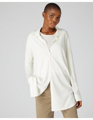 Women's Superfine Cashmere Longline Shirt White Amélioration de cerveau avec