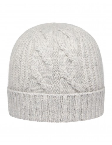 Women's Cable Rib Cashmere Hat Fumo Grey brillant des détails fins