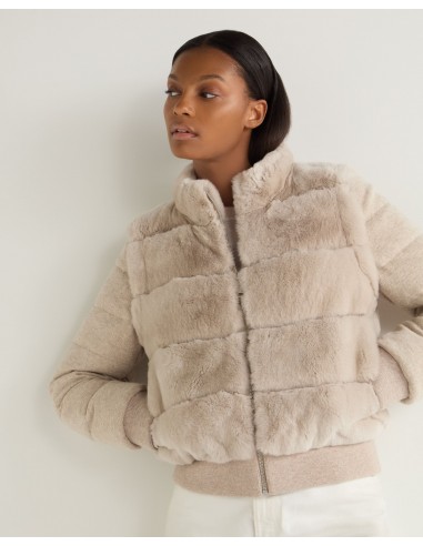 Women's Eva Birdseye Fur Jacket Ecru White Faites des économies