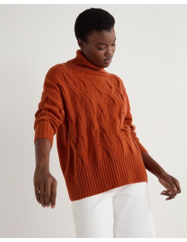 Women's Emmie Relaxed Cable Roll Neck Cashmere Jumper Rust Orange Dans la société mordern