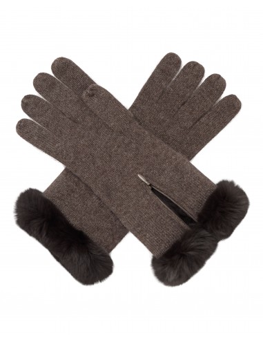 Women's Fur Trim Cashmere Gloves Biscotti Brown Voir les baskets