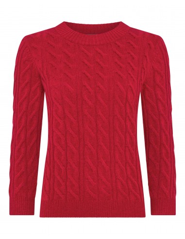 Women's Emilia Cable Round Neck Cashmere Jumper Riding Red en stock