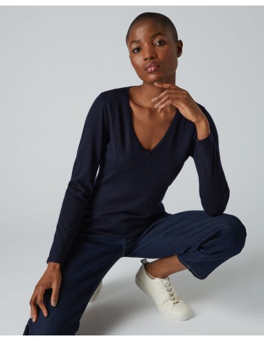 Women's Imogen Superfine Cashmere V Neck Jumper Navy Blue À commander