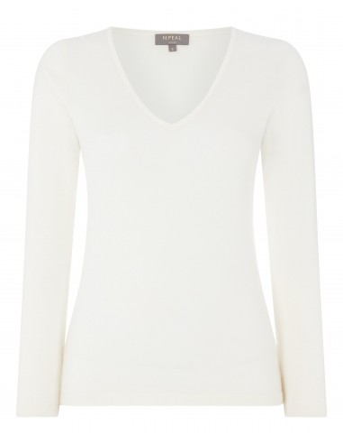 Women's Imogen Superfine Cashmere V Neck Jumper New Ivory White hantent personnes