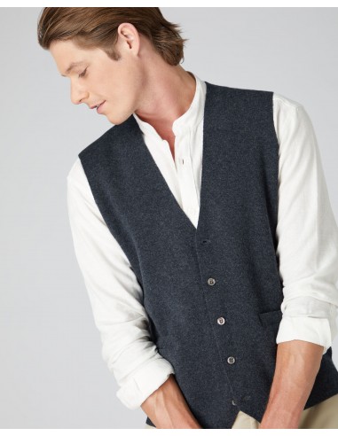 Men's Chelsea Cashmere Waistcoat Dark Charcoal Grey outlet