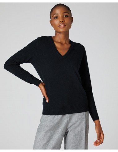 Women's Phoebe V Neck Cashmere Jumper Black Amélioration de cerveau avec