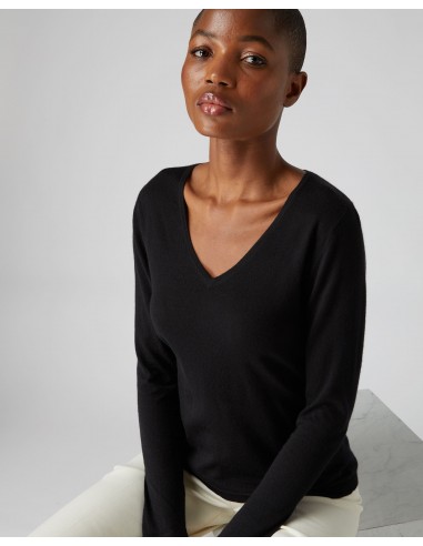 Women's Imogen Superfine Cashmere V Neck Jumper Black des créatures d'habitude