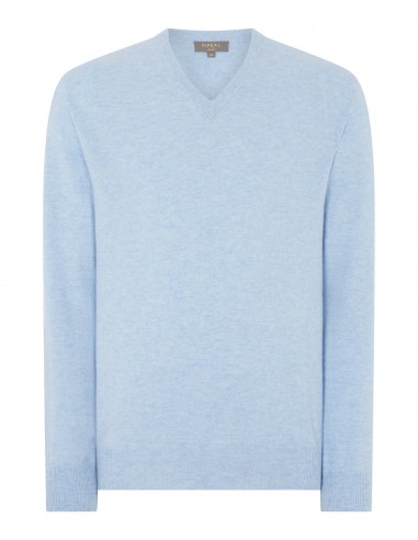 Men's Burlington V Neck Cashmere Jumper Cornflower Blue plus qu'un jeu 