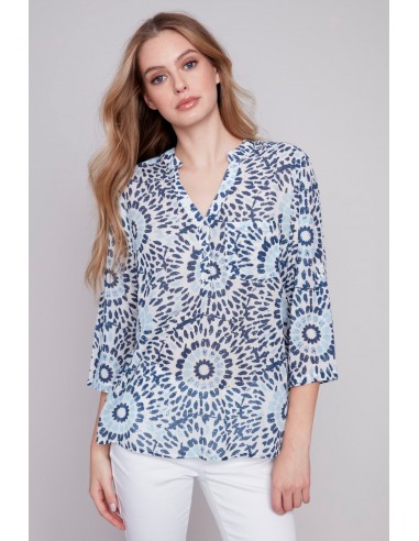 Charlie B Printed Half-Button Blouse C4188-884B-P596 Sahara ou a consommer sur place