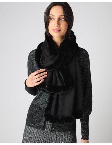 Women's Meribel Woven Fur Trim Scarf Black ou a consommer sur place