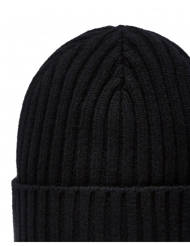 Unisex Chunky Ribbed Cashmere Hat Black paiement sécurisé