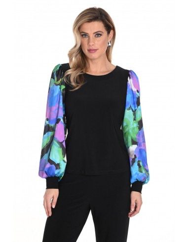 Frank Lyman Blouse 243239 Black/Blue Profitez des Offres !