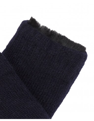 Unisex Fur Lined Fingerless Cashmere Gloves Navy Blue Comment ça marche