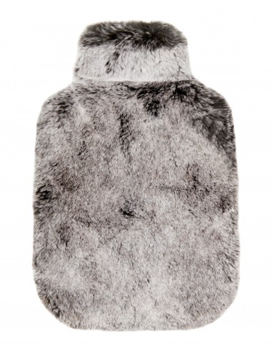 Fur Hot Water Bottle Cover Charcoal Grey Tipped Fur Paris Déstockage Promo