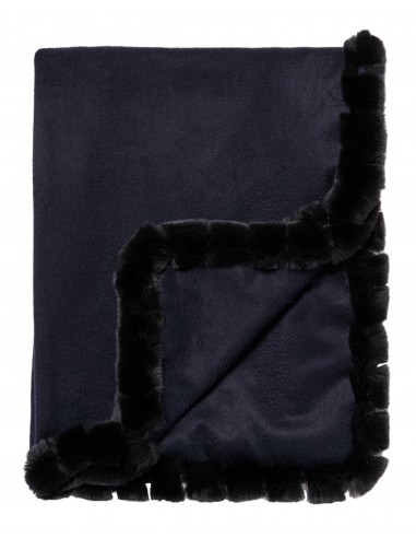 Women's Meribel Woven Fur Trim Cashmere Shawl Navy Blue 50% de réduction en Octobre 2024