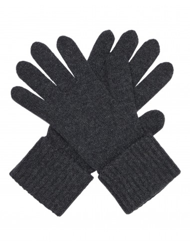 Women's Ribbed Cashmere Gloves Dark Charcoal Grey sur le site 