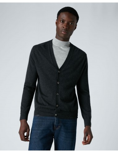 Men's Curzon Fine Gauge Cashmere Cardigan Dark Charcoal Grey de l' environnement