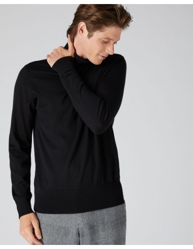 Men's Pimlico Fine Gauge Cashmere Roll Neck Jumper Black paiement sécurisé