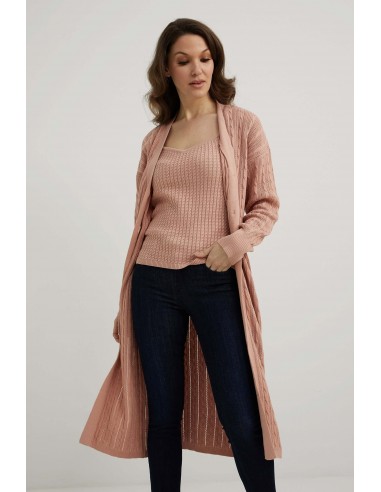 emproved Cardigan long P2230-Oros Old Rose Jusqu'à 80% De Réduction